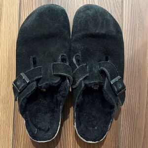 Birkenstock Black Suede Slippers